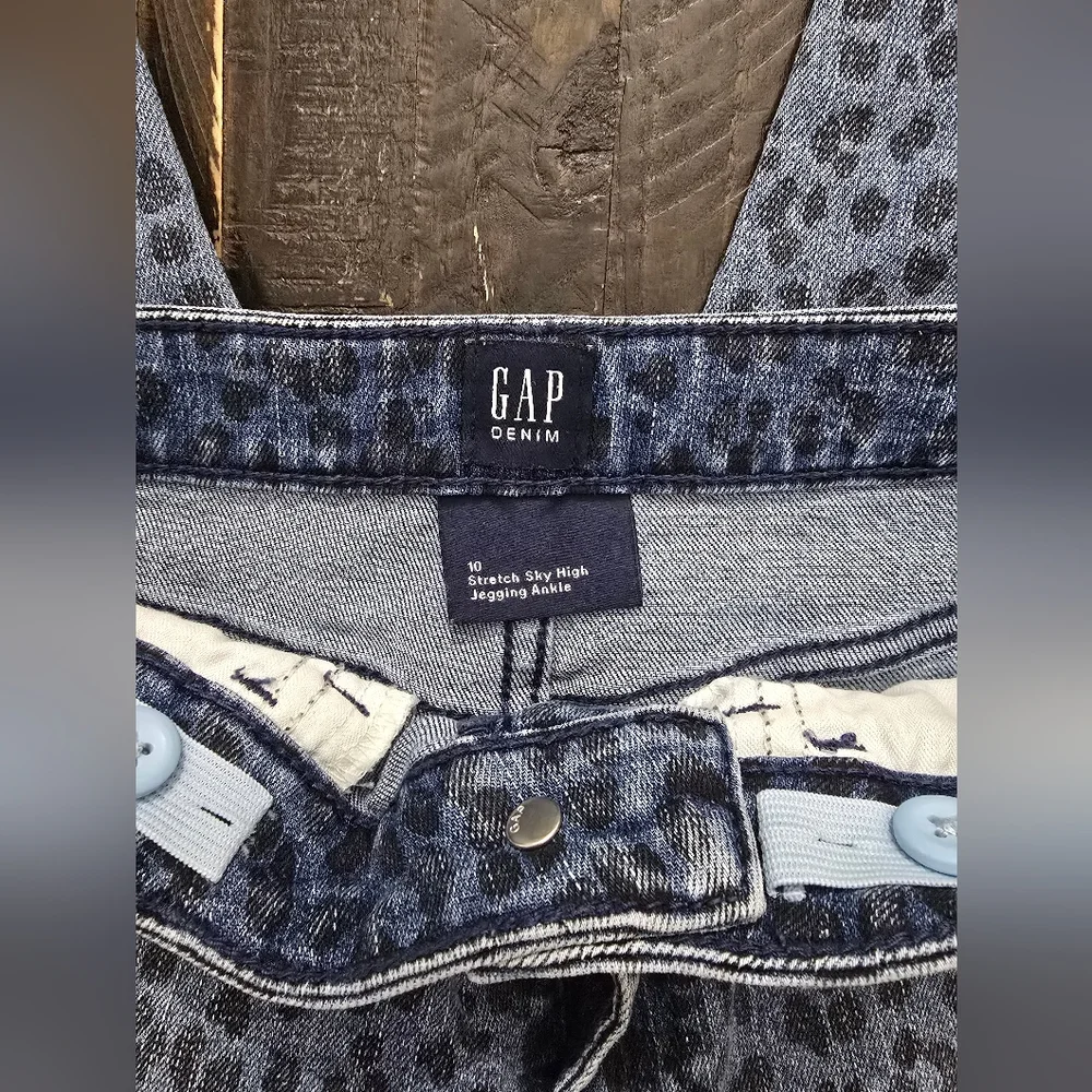 GAP Kids Girls Sky High Stretch Jeggings Size 10 Medium Wash Leopard Ankle Jeans